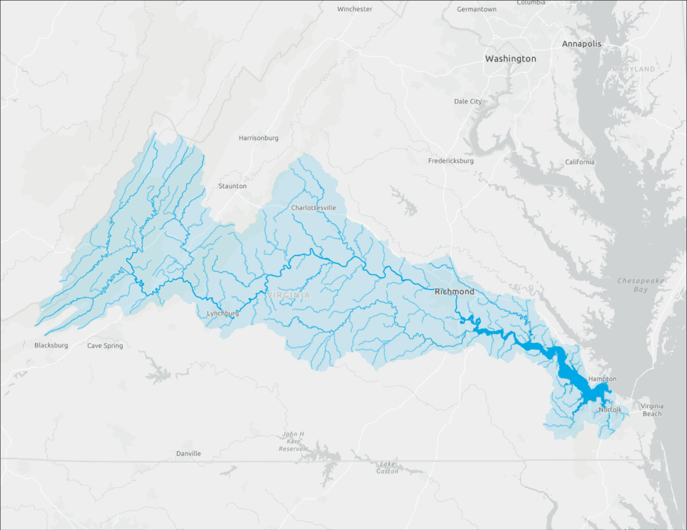 About The James River James River Association James River Watershed On Light Gray Map 980x757 