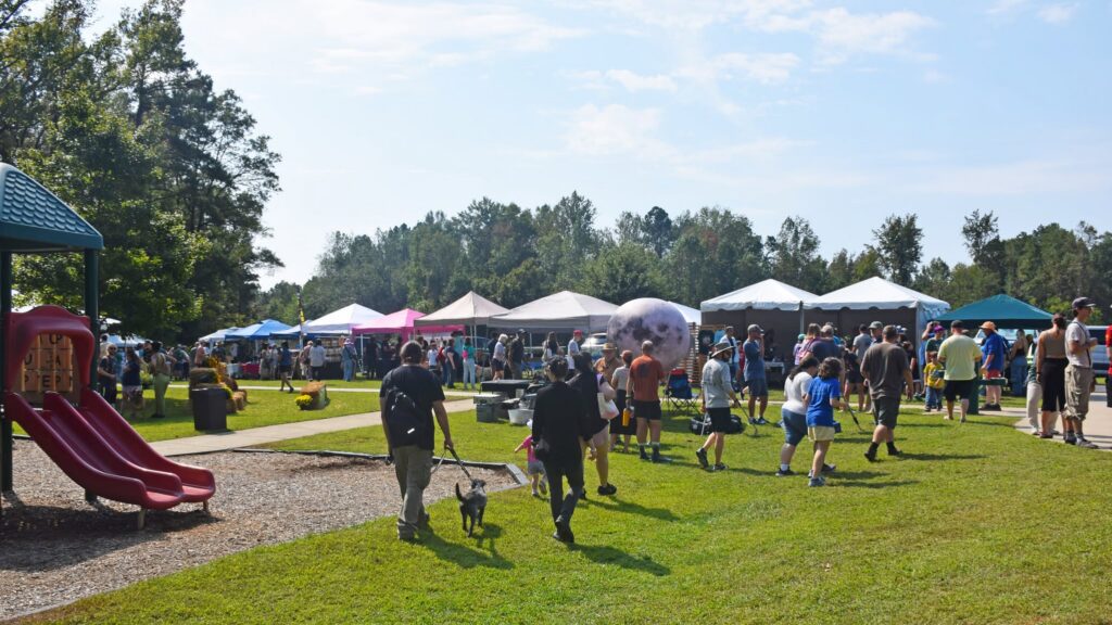 Vendors set up at the PawPaw Festival